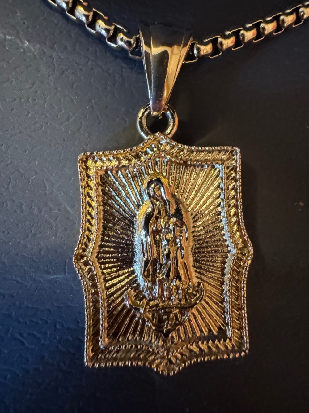 Kohl's Our Lady of Guadalupe Necklace Stainless Steel Gold 1913